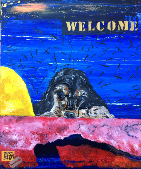 「WELCOME」というタイトルの絵画 Alain Granger (A.G.R)によって, オリジナルのアートワーク, アクリル