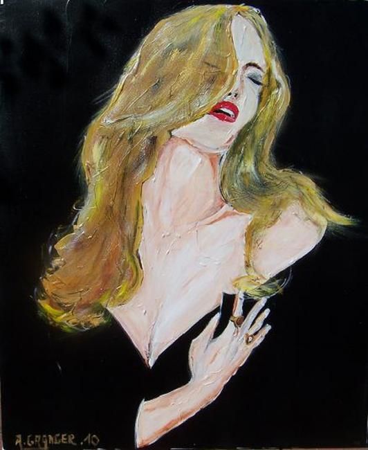 Painting titled "Red lips" by Alain Granger (A.G.R), Original Artwork, Oil