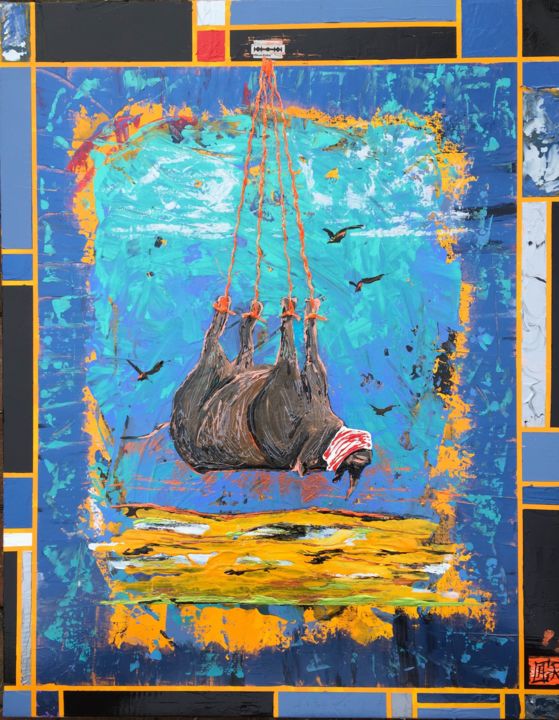Картина под названием "The last Rhino...do…" - Alain Granger (A.G.R), Подлинное произведение искусства, Акрил