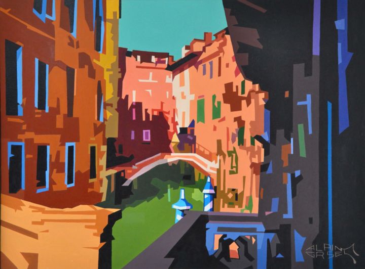 Malerei mit dem Titel "Un jour à Venise" von Alain Grisel, Original-Kunstwerk, Öl