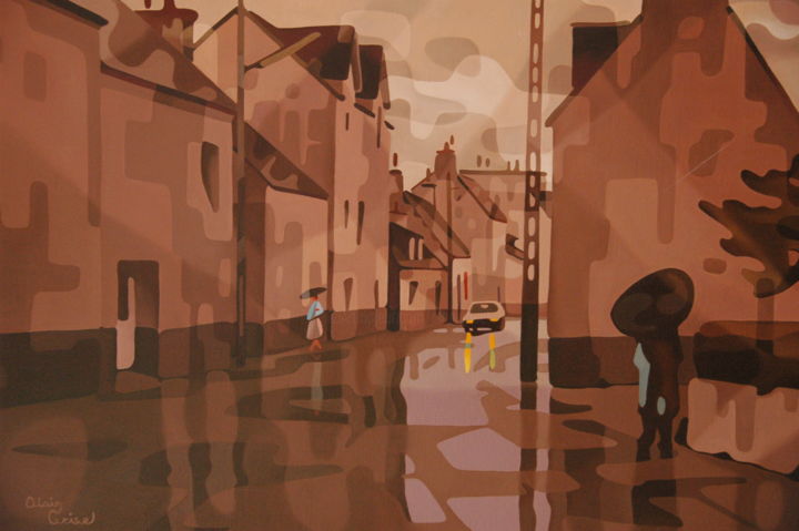 Pintura intitulada "La pluie" por Alain Grisel, Obras de arte originais, Óleo