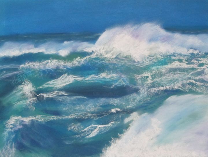 Peinture intitulée "vagues.jpg Pastel" par Ald, Œuvre d'art originale, Pastel