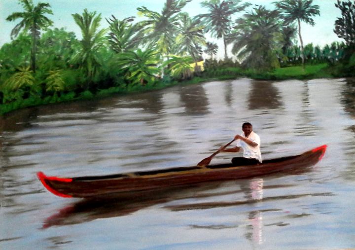 Peinture intitulée "backwaters .jpg pas…" par Ald, Œuvre d'art originale, Pastel