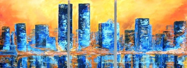 Peinture intitulée "Manhattan 2" par Alain Lorkovic, Œuvre d'art originale, Huile