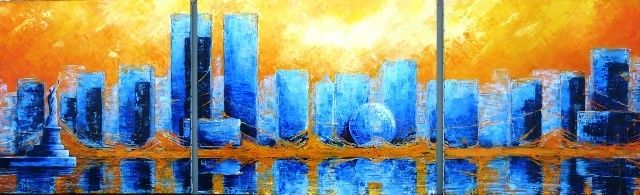 Painting titled "Manhattan 3" by Alain Lorkovic, Original Artwork, Oil