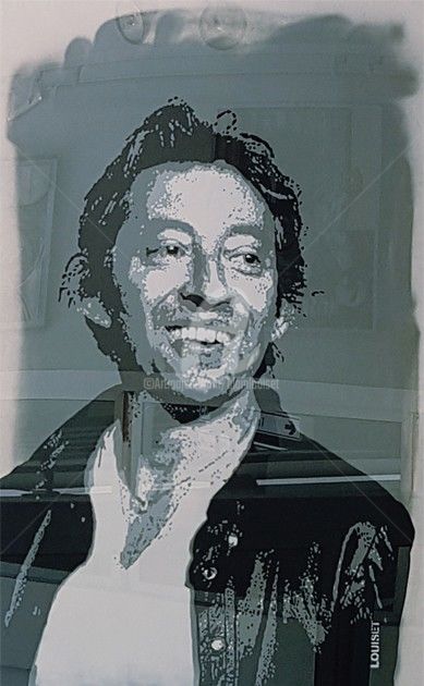 Painting titled "GAINSBOURG" by Alain Louiset, Original Artwork, Spray paint