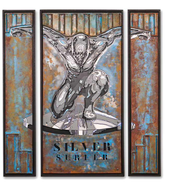 Sculptuur getiteld "Silver Surfer - Tri…" door Alain Louiset, Origineel Kunstwerk, Metalen