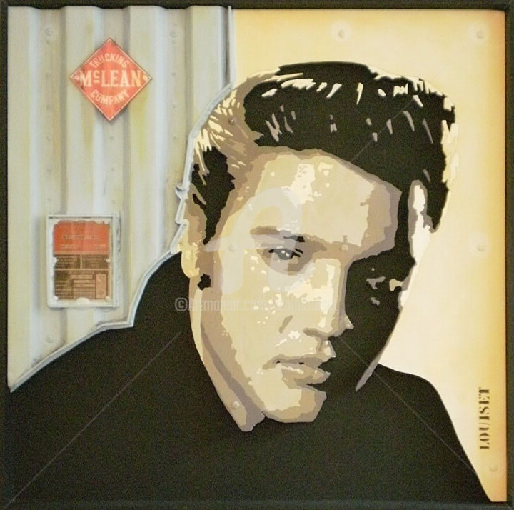 「Elvis Presley」というタイトルの彫刻 Alain Louisetによって, オリジナルのアートワーク