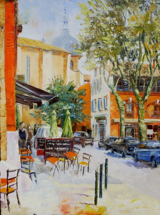 Painting titled "tables-de-Saint-Pie…" by Alain Muller, Original Artwork, Oil