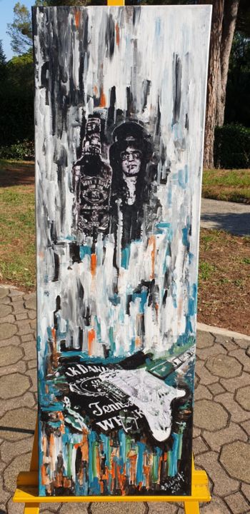 Painting titled "Jack Daniels Slash…" by Alain Polański Artiste Peintre, Original Artwork, Acrylic