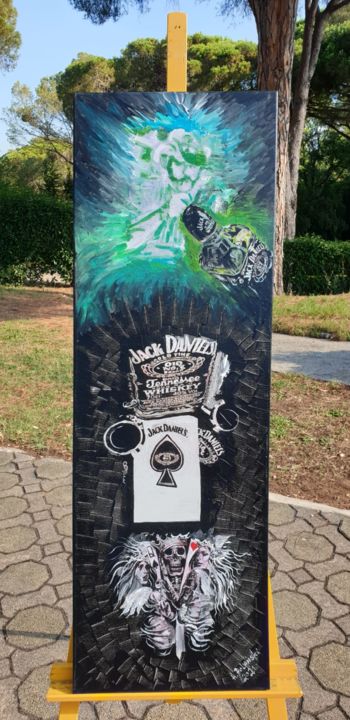 Malarstwo zatytułowany „Jack Daniels Lemmy…” autorstwa Alain Polański Artiste Peintre, Oryginalna praca, Akryl