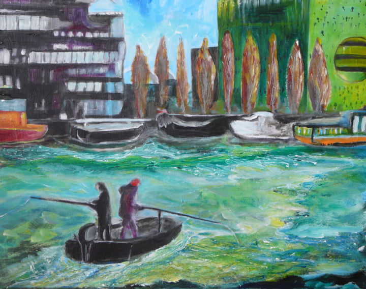 Painting titled "les pêcheurs La Con…" by Alain Quillon, Original Artwork, Acrylic