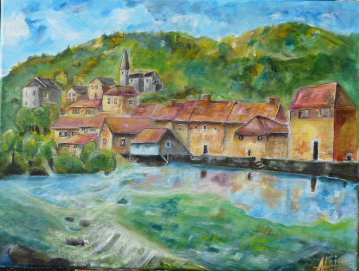 Painting titled "villages de France…" by Alain Quillon, Original Artwork, Acrylic