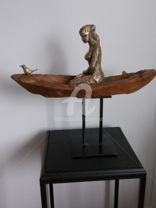 Скульптура под названием "Sur le fleuve" - Alain Ravaut, Подлинное произведение искусства, Бронза