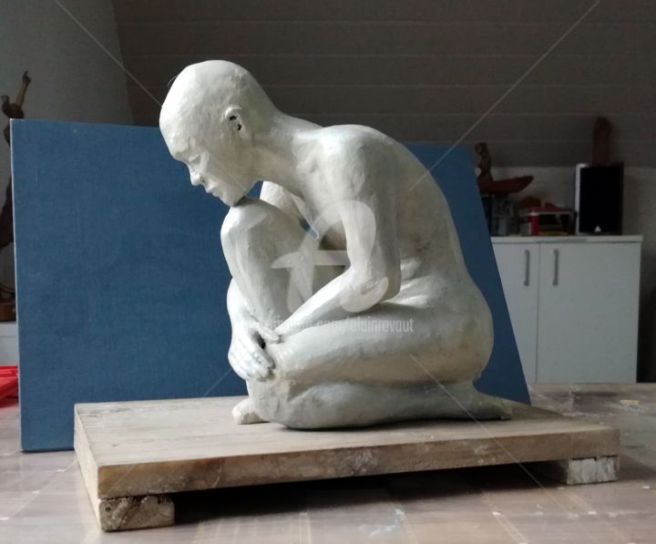 Escultura intitulada "Le guetteur" por Alain Ravaut, Obras de arte originais, Terracota