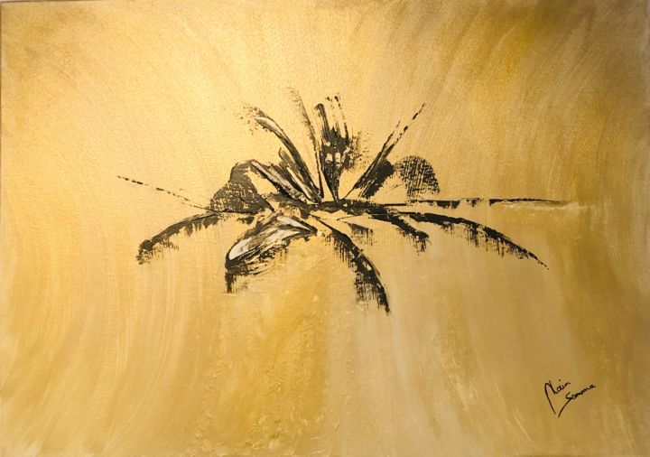 Painting titled "Gold" by Alain Somma, Original Artwork, Acrylic Mounted on Wood Stretcher frame