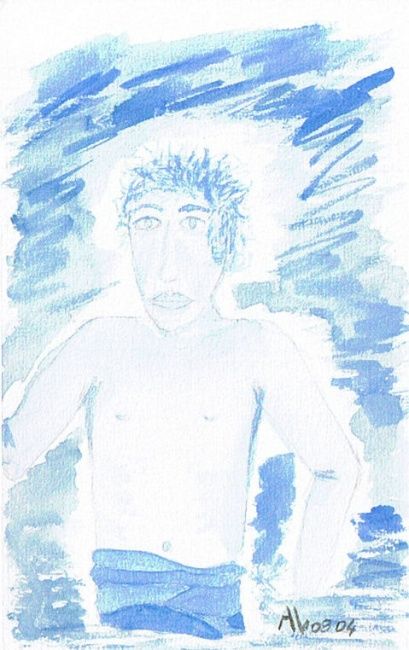 Peinture intitulée "L'homme bleu" par Alainv, Œuvre d'art originale