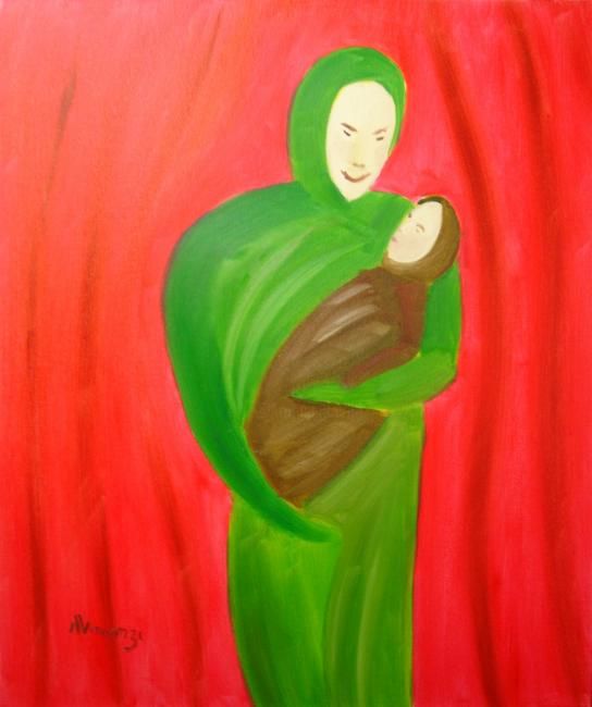 Peinture intitulée "La femme et son enf…" par Alainv, Œuvre d'art originale
