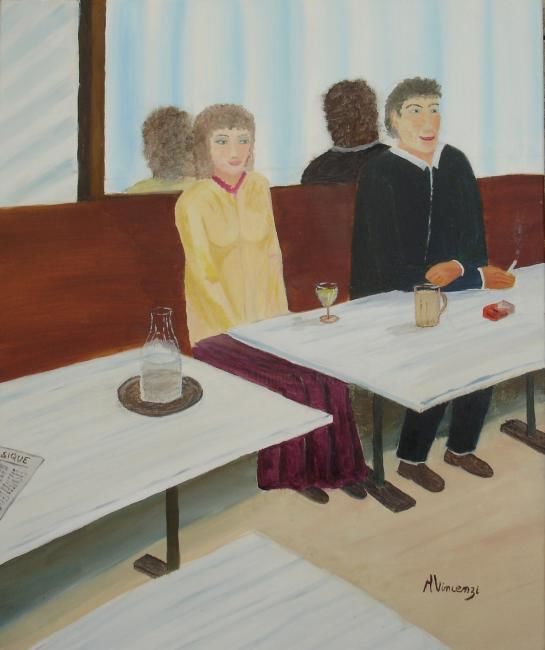 Painting titled "Au café de Lure" by Alainv, Original Artwork
