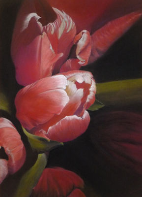 Painting titled "Tulipes" by Alain Vasselin, Original Artwork