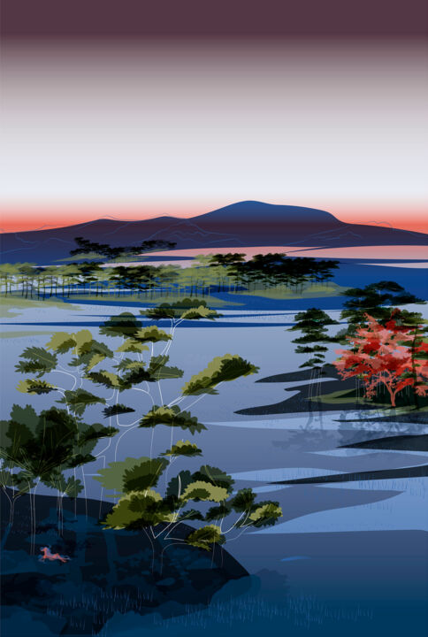 Digital Arts titled "Japonaiserie #1 : L…" by Alaïs Raslain, Original Artwork, Digital Painting