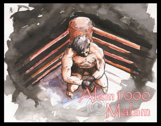 Dessin intitulée "fighter" par Alam Muammar, Œuvre d'art originale