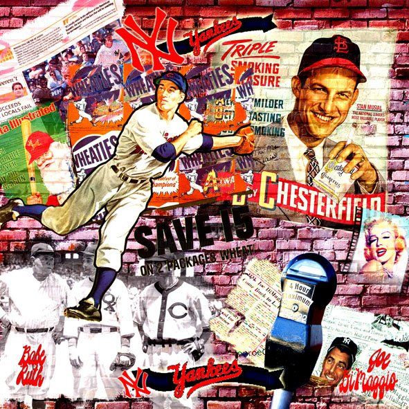 Collages titled "NY Yankees" by Alan Berg, Original Artwork