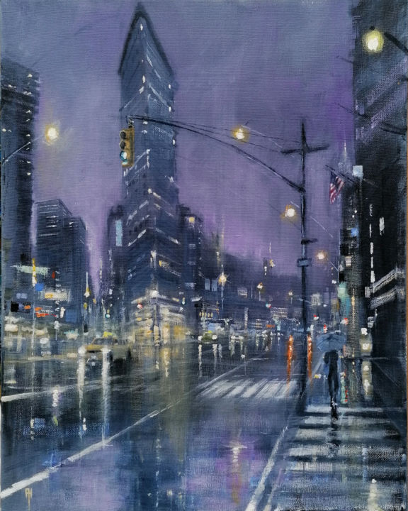 Painting titled "Flatiron Building" by Alan Harris, Original Artwork, Acrylic