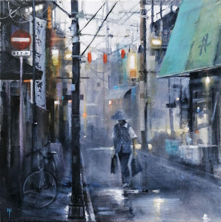 Peinture intitulée "Urban Life" par Alan Harris, Œuvre d'art originale, Acrylique