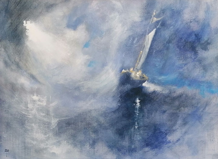 Schilderij getiteld "Battling the Storm" door Alan Harris, Origineel Kunstwerk, Acryl