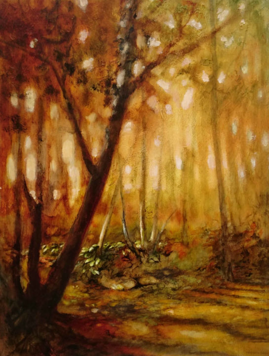 Peinture intitulée "The Badger's sett" par Alan Harris, Œuvre d'art originale, Acrylique