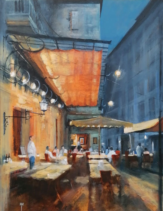 Картина под названием "Cafe van Gogh" - Alan Harris, Подлинное произведение искусства, Акрил