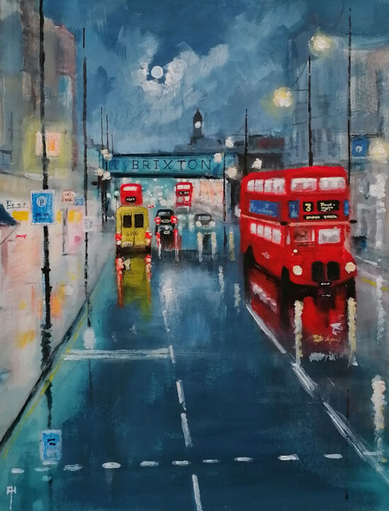Peinture intitulée "Brixton, London" par Alan Harris, Œuvre d'art originale, Acrylique
