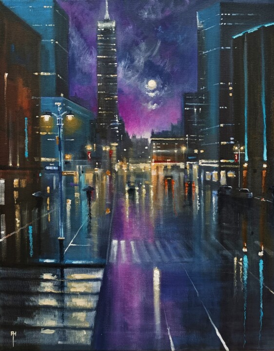 Painting titled "A JEWEL IN THE RAIN…" by Alan Harris, Original Artwork, Acrylic