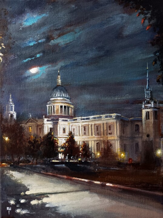 "Late Night London,…" başlıklı Tablo Alan Harris tarafından, Orijinal sanat, Akrilik