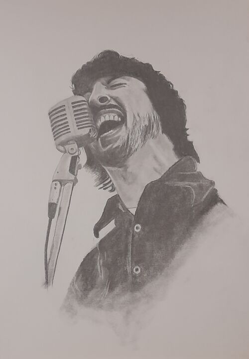 Drawing titled "Dave Grohl" by Alastair Donaldson, Original Artwork, Pencil