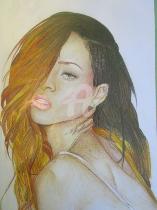Malerei mit dem Titel "Rihanna" von Albamildew, Original-Kunstwerk