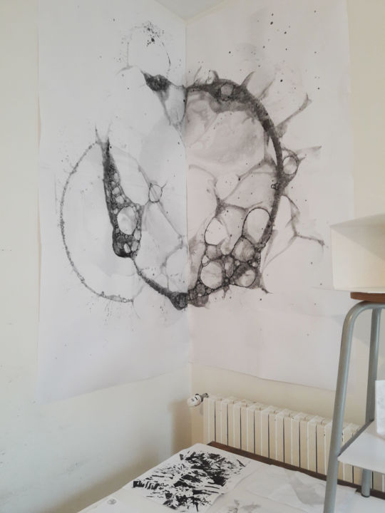 Drawing titled "Fossile" by Albanne Cannet, Original Artwork, Installation Art