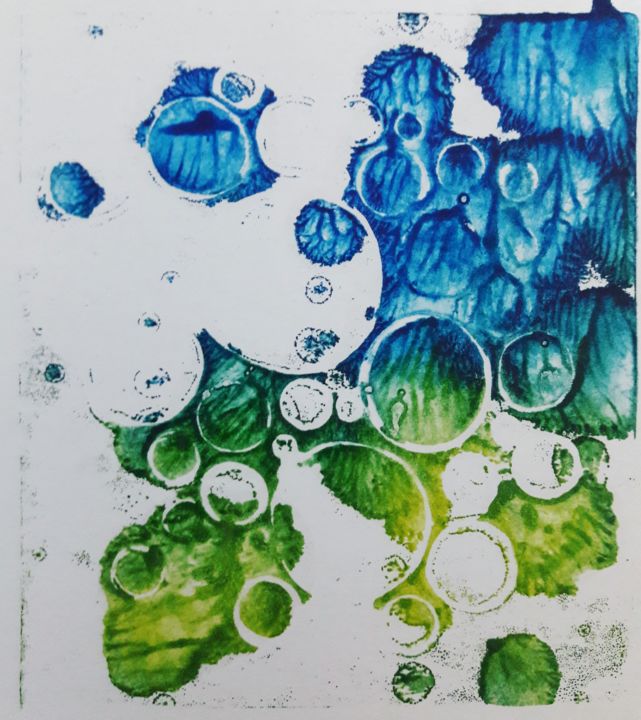 Printmaking titled "Bulles" by Albanne Cannet, Original Artwork, Monotype