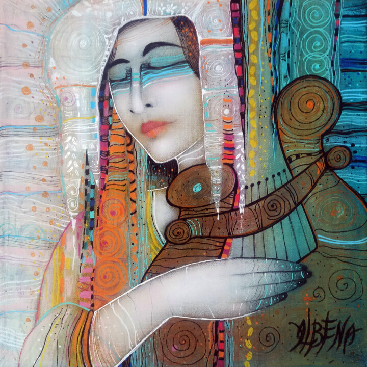 Peinture intitulée "Cinq lignes du rêve" par Albena Vatcheva, Œuvre d'art originale, Huile Monté sur Châssis en bois