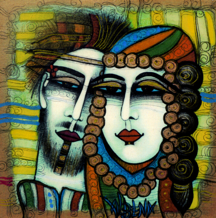 Prenten & gravures getiteld "Mariage 15x21" door Albena Vatcheva, Origineel Kunstwerk, Monotype
