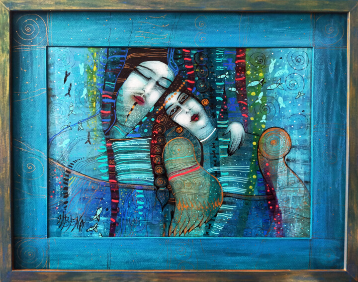 제목이 "L'océan - et nous"인 미술작품 Albena Vatcheva로, 원작, 기름 목재 패널에 장착됨