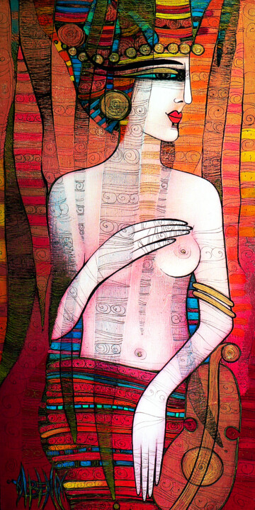 Pintura titulada "Le temps qui passe.…" por Albena Vatcheva, Obra de arte original, Oleo Montado en Bastidor de camilla de m…