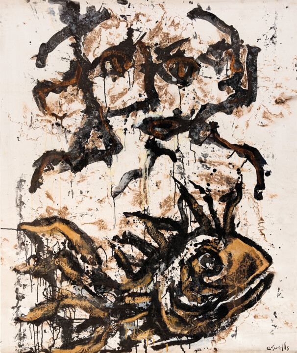 Картина под названием "Retrato de Ghirland…" - Albert Cruells, Подлинное произведение искусства, Пигменты Установлен на Дере…