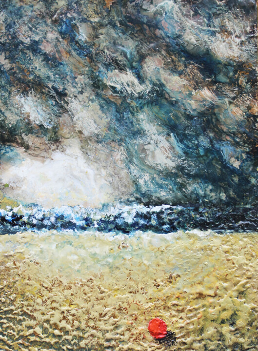 Painting titled "Playa de Bibione.…" by Albert Cruells, Original Artwork, Encaustic Mounted on Wood Panel