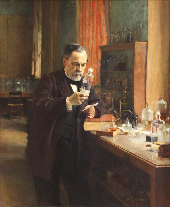 Schilderij getiteld "Louis Pasteur" door Albert Edelfelt, Origineel Kunstwerk, Olie