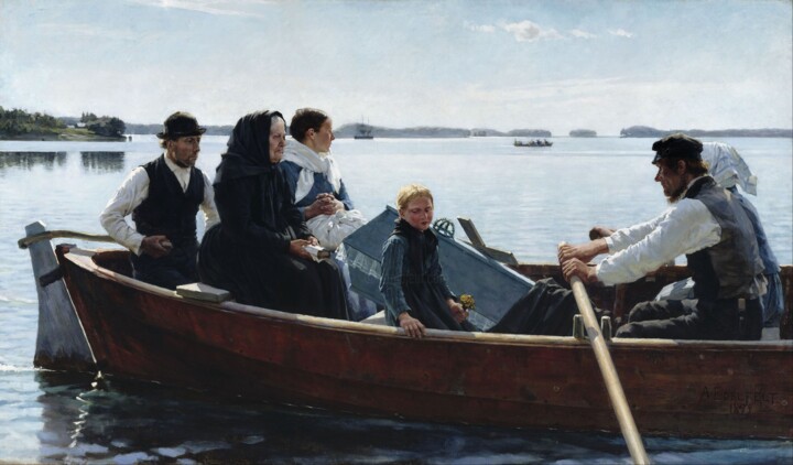 Schilderij getiteld "Les funérailles d'u…" door Albert Edelfelt, Origineel Kunstwerk, Olie