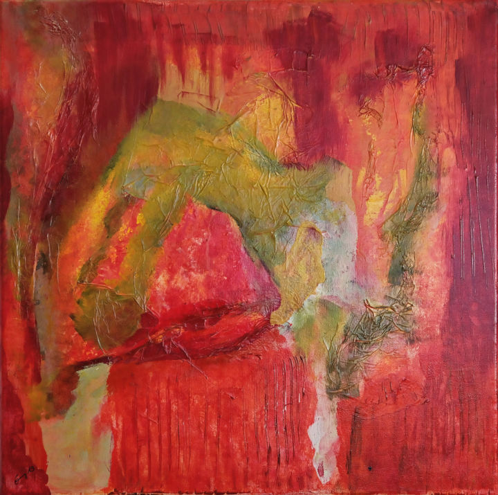 Pittura intitolato "Réveille en rouge" da Albert Enz, Opera d'arte originale, Acrilico