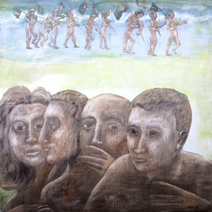 Peinture intitulée "Les philosophes" par Albert Lauzier, Œuvre d'art originale, Acrylique