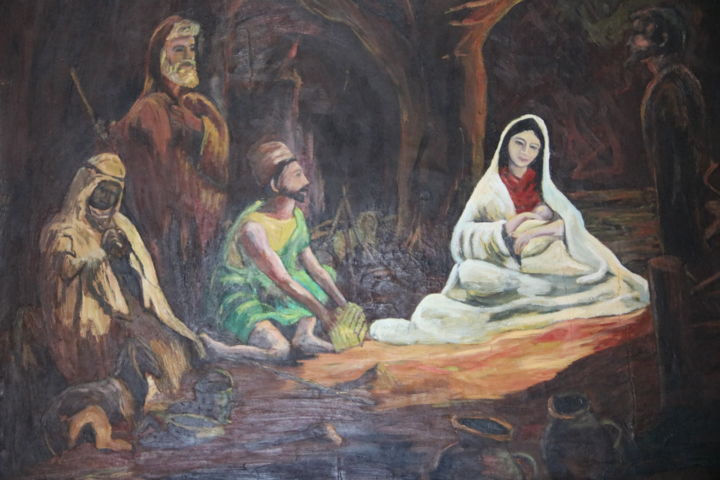 Peinture intitulée "La nativité" par Albert Lauzier, Œuvre d'art originale, Huile